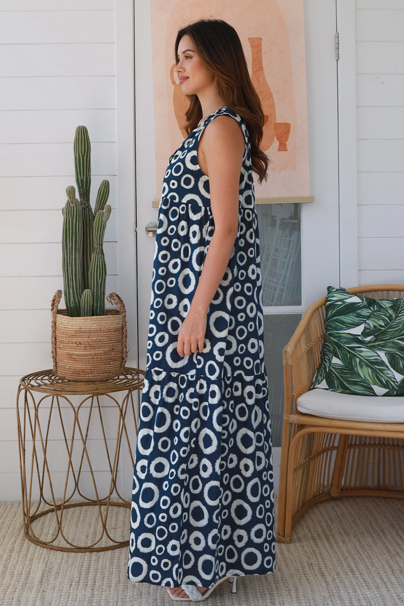 Hepburn Cotton Maxi Dress - Navy - Image 4