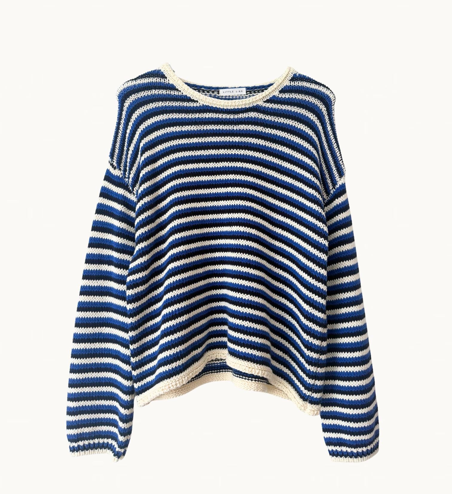 Little Lies Suzie Stripe Knit - Cobalt/Navy Blue - Image 4