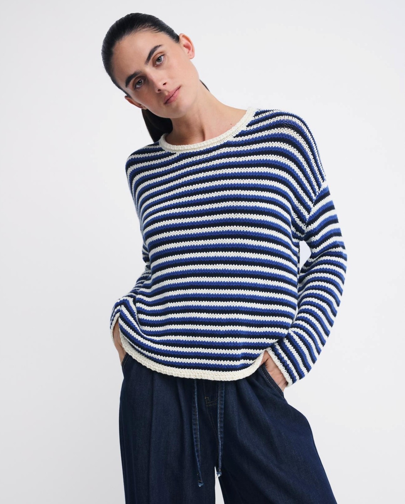 Little Lies Suzie Stripe Knit - Cobalt/Navy Blue