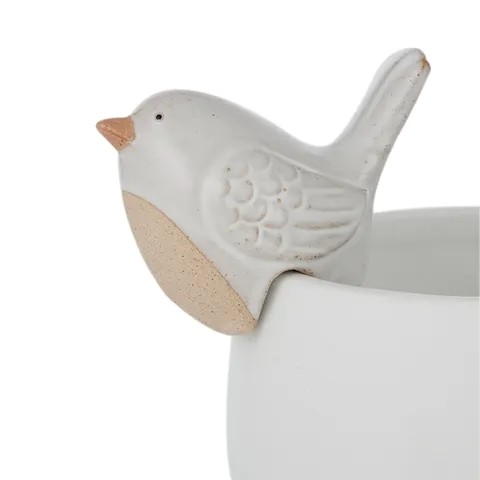 Bree Bird Ceramic Pot Hanger White