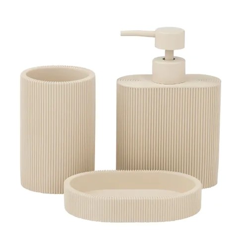 Sid Resin Bathroom Set 3 Piece Taupe