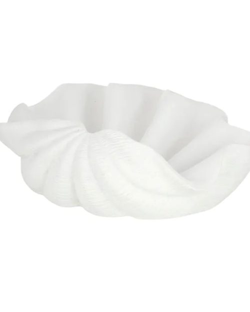 Clam Shell Resin Bowl White 56x37x18cm