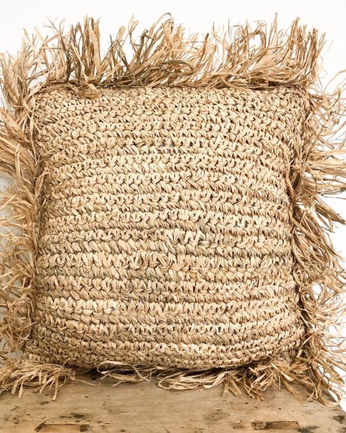 Bora Bora Raffia Cushion Cover with Fringe Natural 50x50cm
