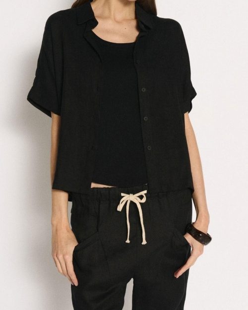 Little Lies Bronte Linen Shirt - Black