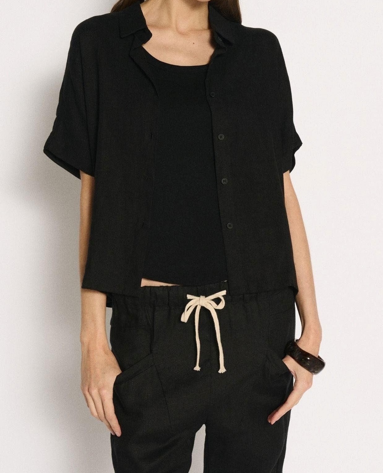 Little Lies Bronte Linen Shirt - Black