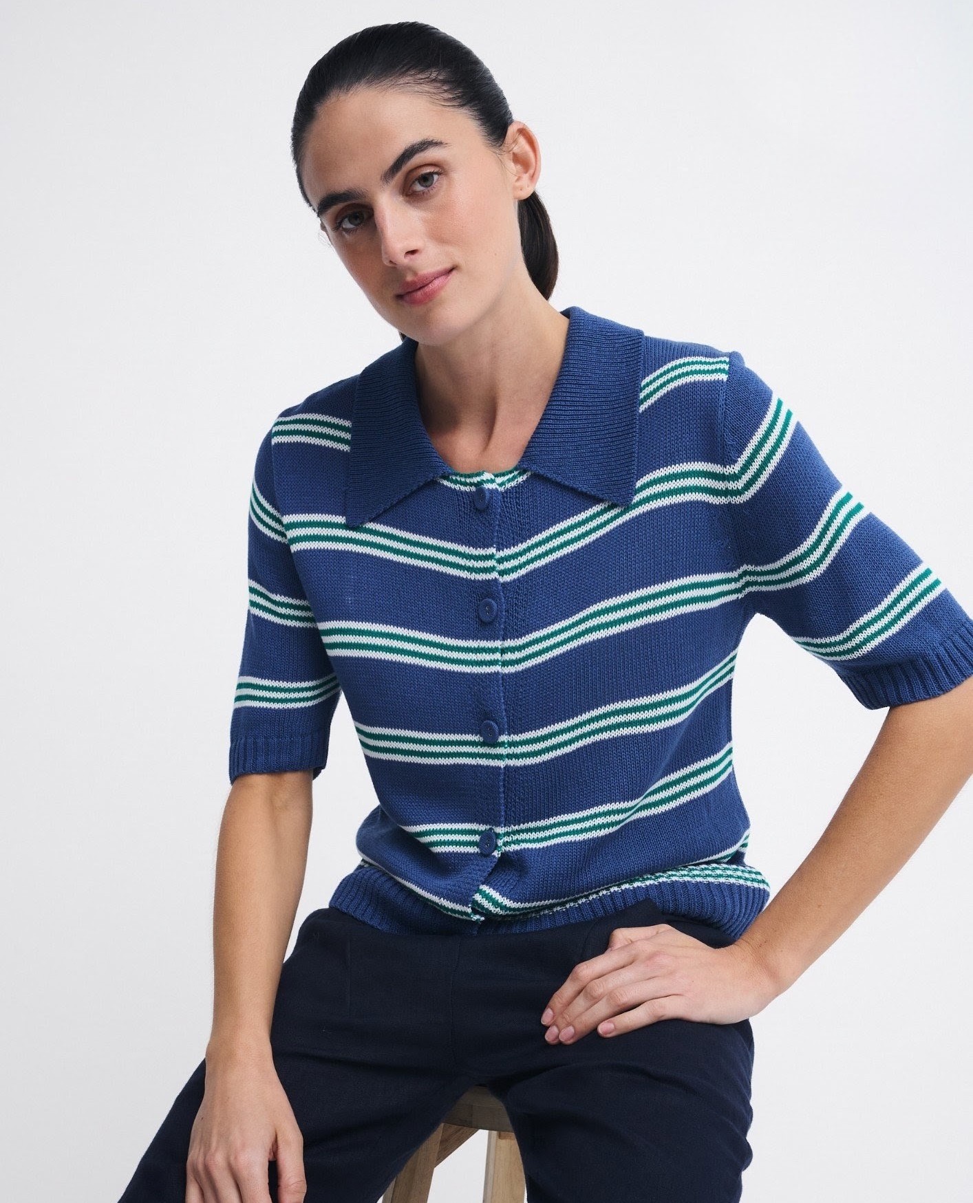 Little Lies Button Top - Stripe