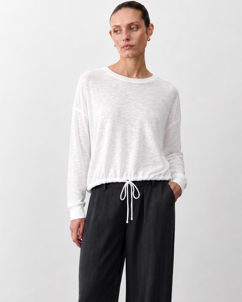 Little Lies Hailey Drawstring Top - White