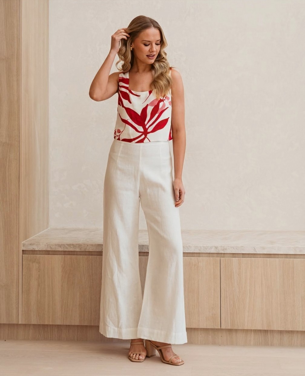 White Closet Linen Co-ord Pants - White