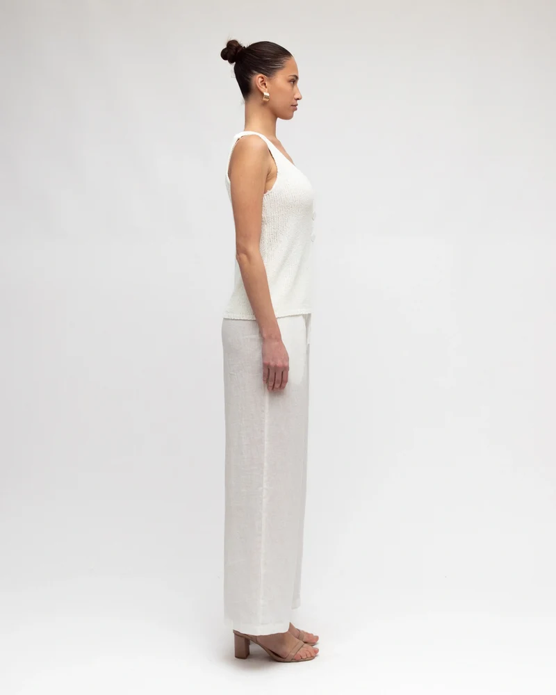 White Closet V-Neck Boucle Knit Top - White - Image 4
