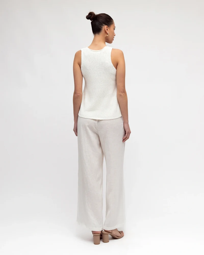 White Closet V-Neck Boucle Knit Top - White - Image 5