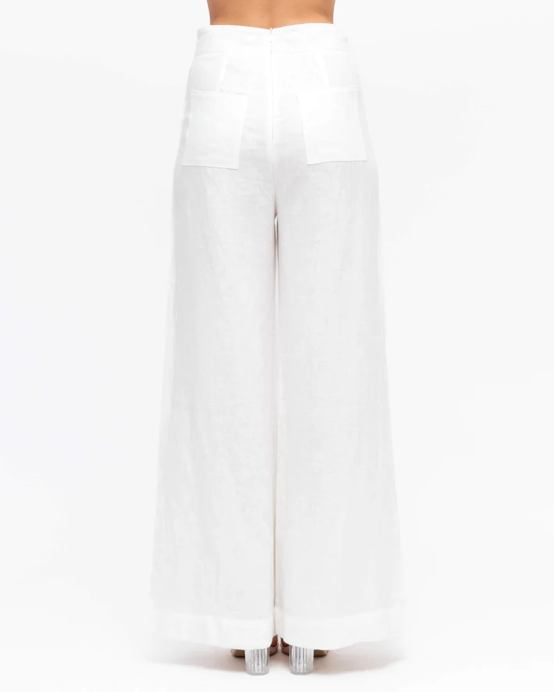 White Closet Linen Co-ord Pants - White - Image 3