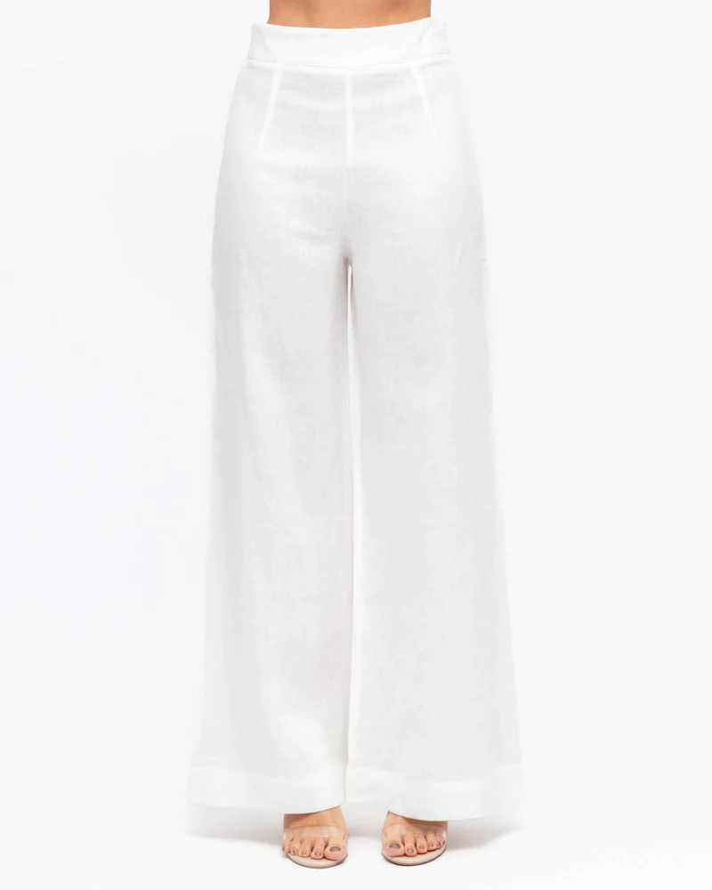 White Closet Linen Co-ord Pants - White - Image 4