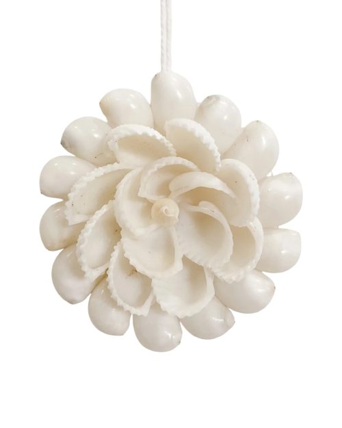 Hanging Shell Ornament on String - White Round Shell