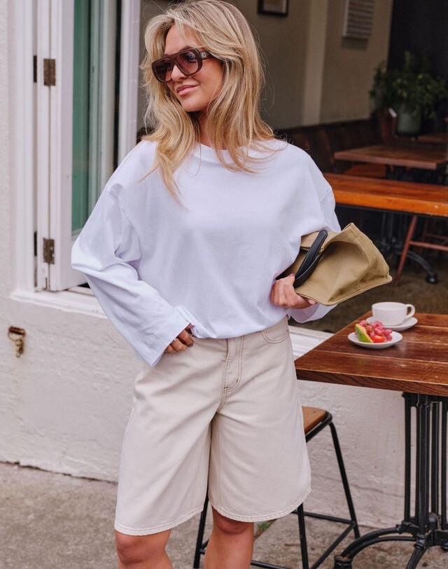 Olive Belted Denim Short - Fresh Sand