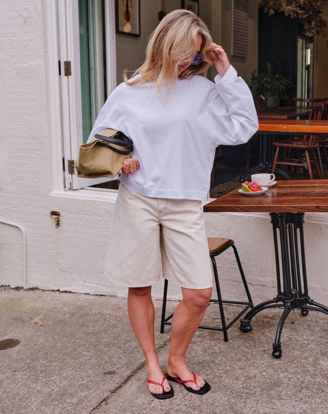 Olive Belted Denim Short - Fresh Sand - Image 4