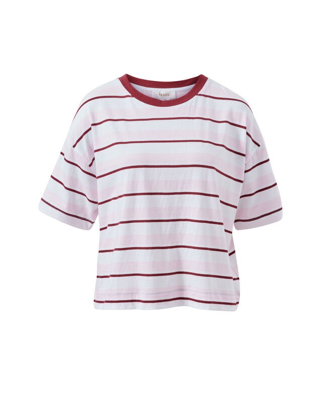 Brea Boxy Tee - Sunfaded Pink/Mulberry Stripe - Image 4