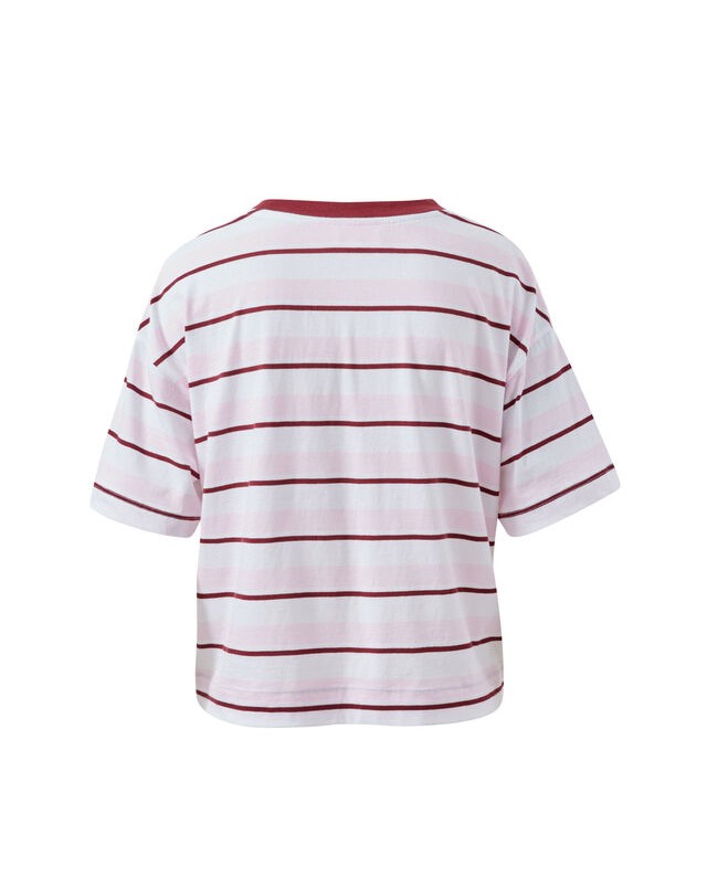 Brea Boxy Tee - Sunfaded Pink/Mulberry Stripe - Image 5