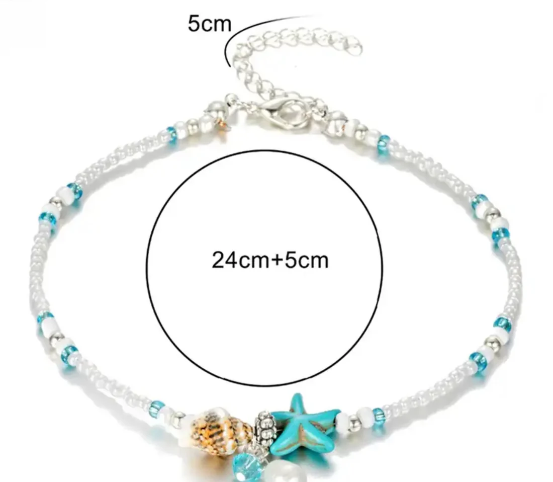 Beaded Pearl Shell Anklet - Image 2