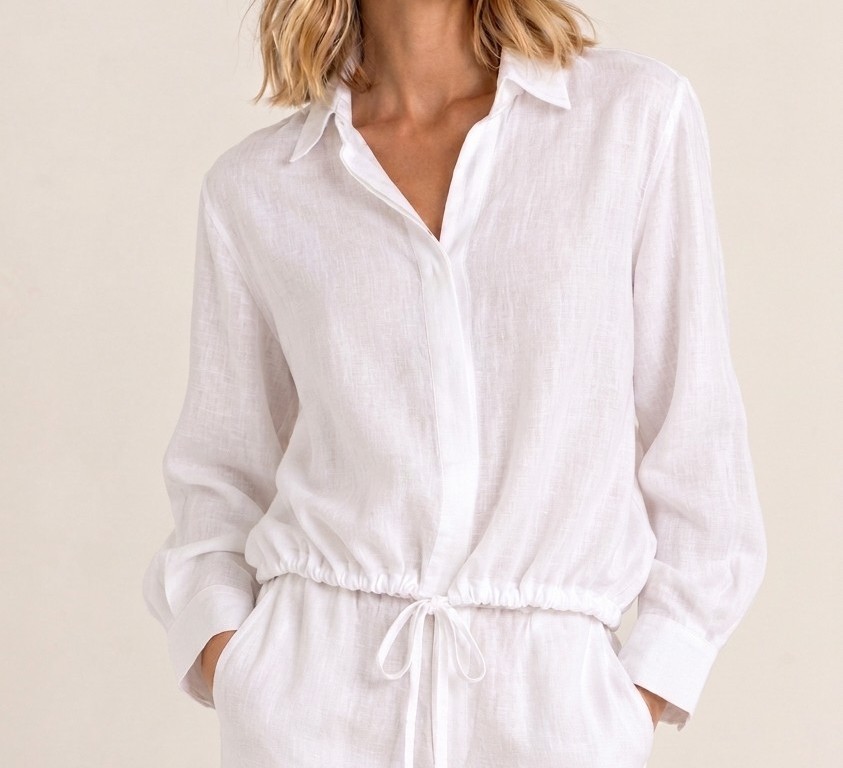 Little Lies Bianca Tie Linen Shirt - White
