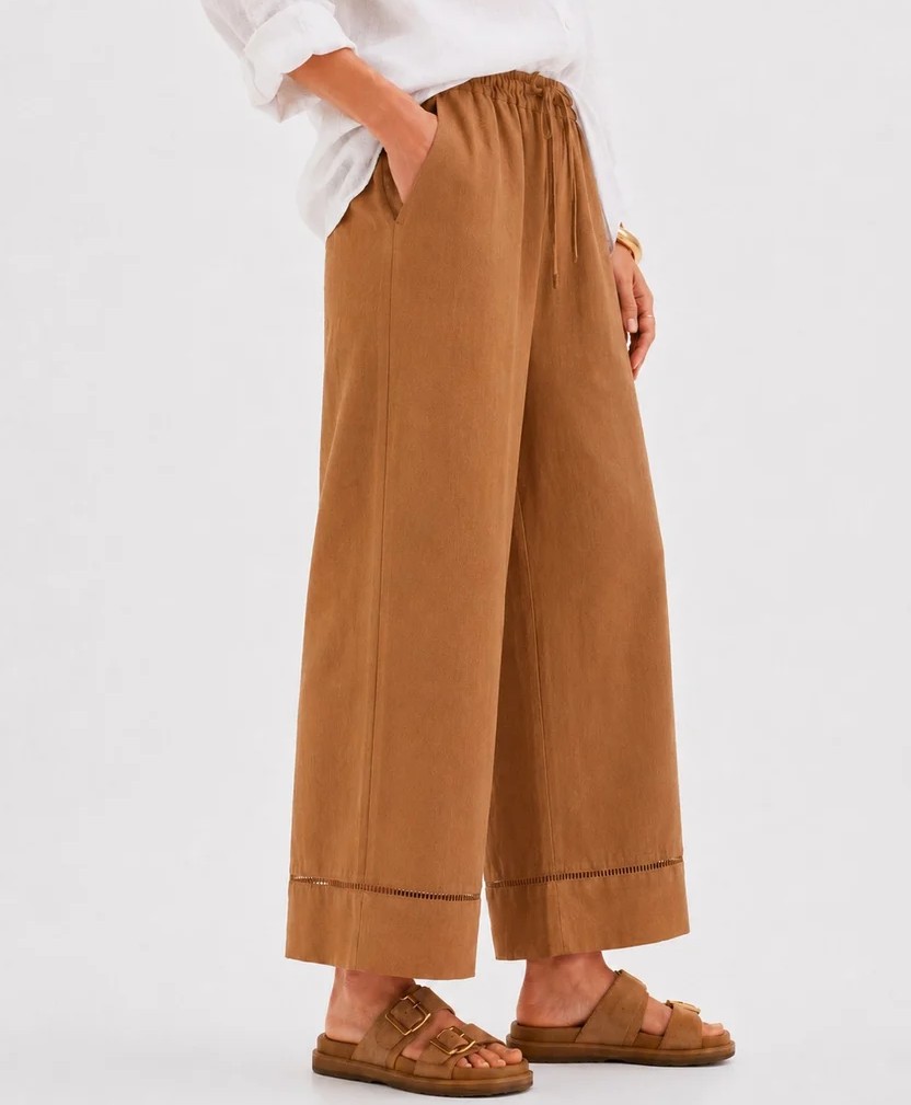 Harper Ladder Trim Wide Leg Pants - Mocha - Image 2