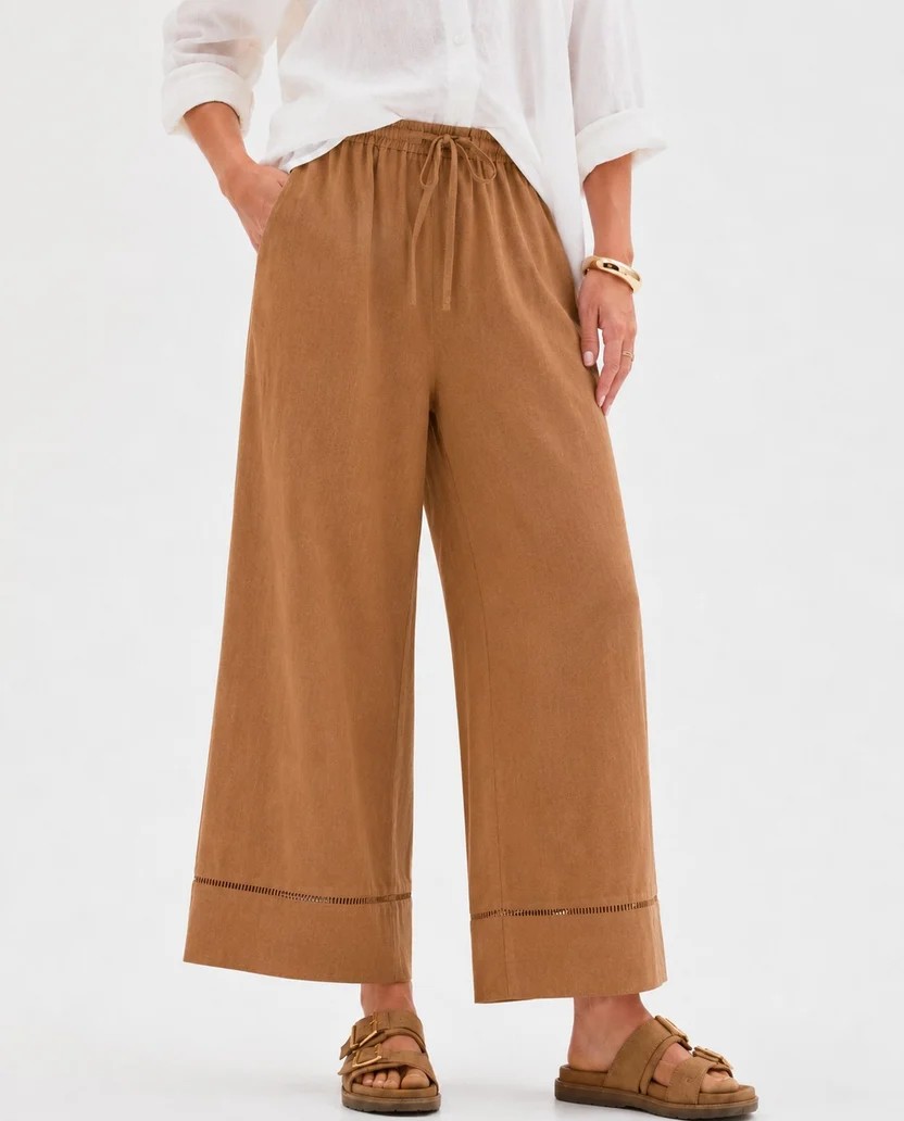 Harper Ladder Trim Wide Leg Pants - Mocha