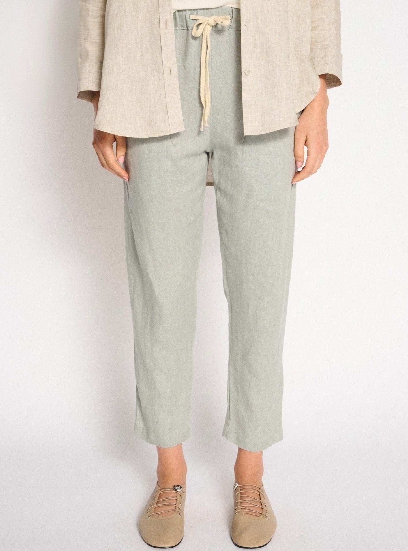 Little Lies Luxe Linen Pant - Dusty Aqua - Image 2