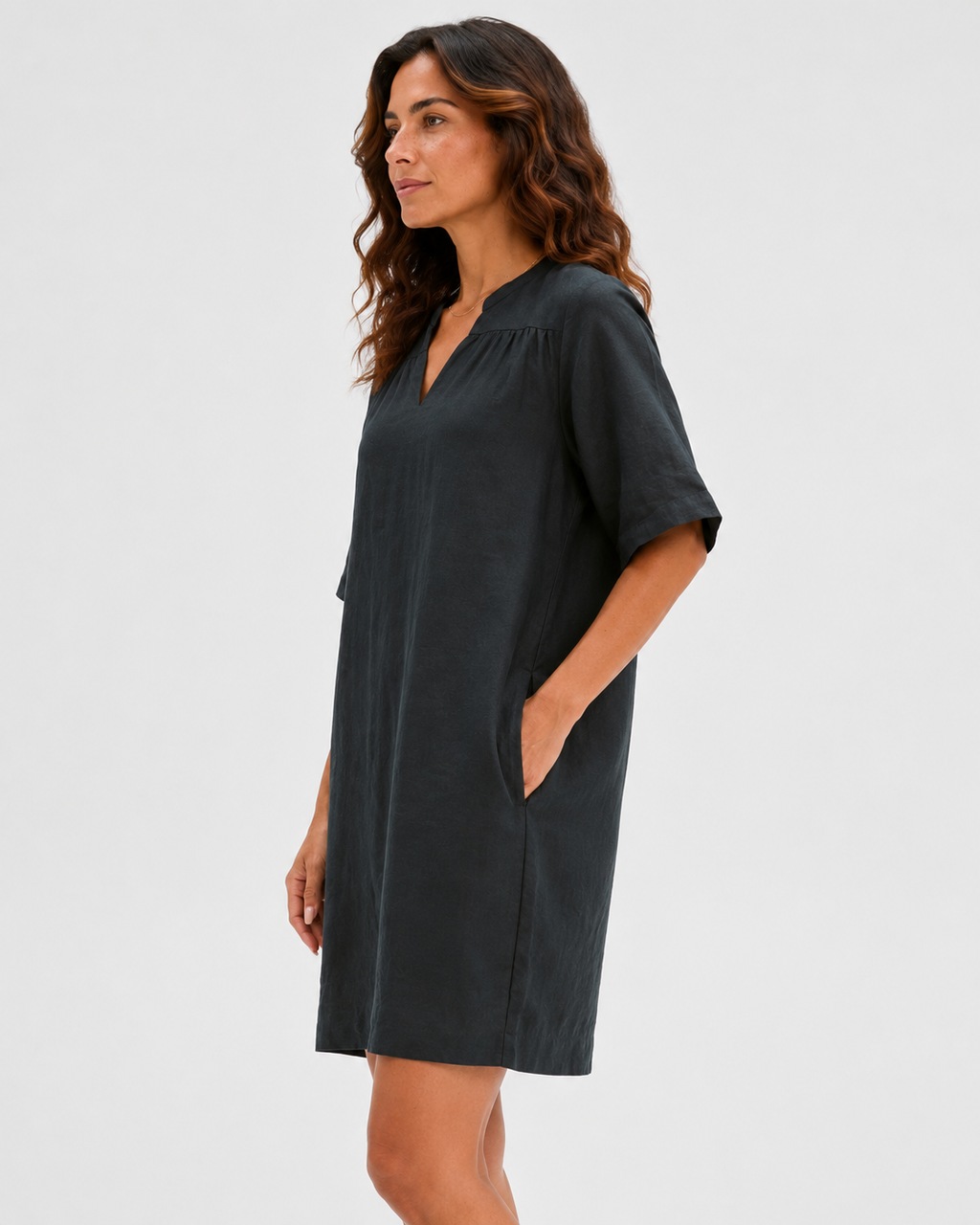 Noa Notch Neck Mini Dress - Black - Image 2