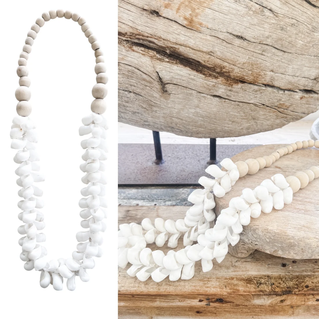 Natural & White Shell Necklace - Image 2