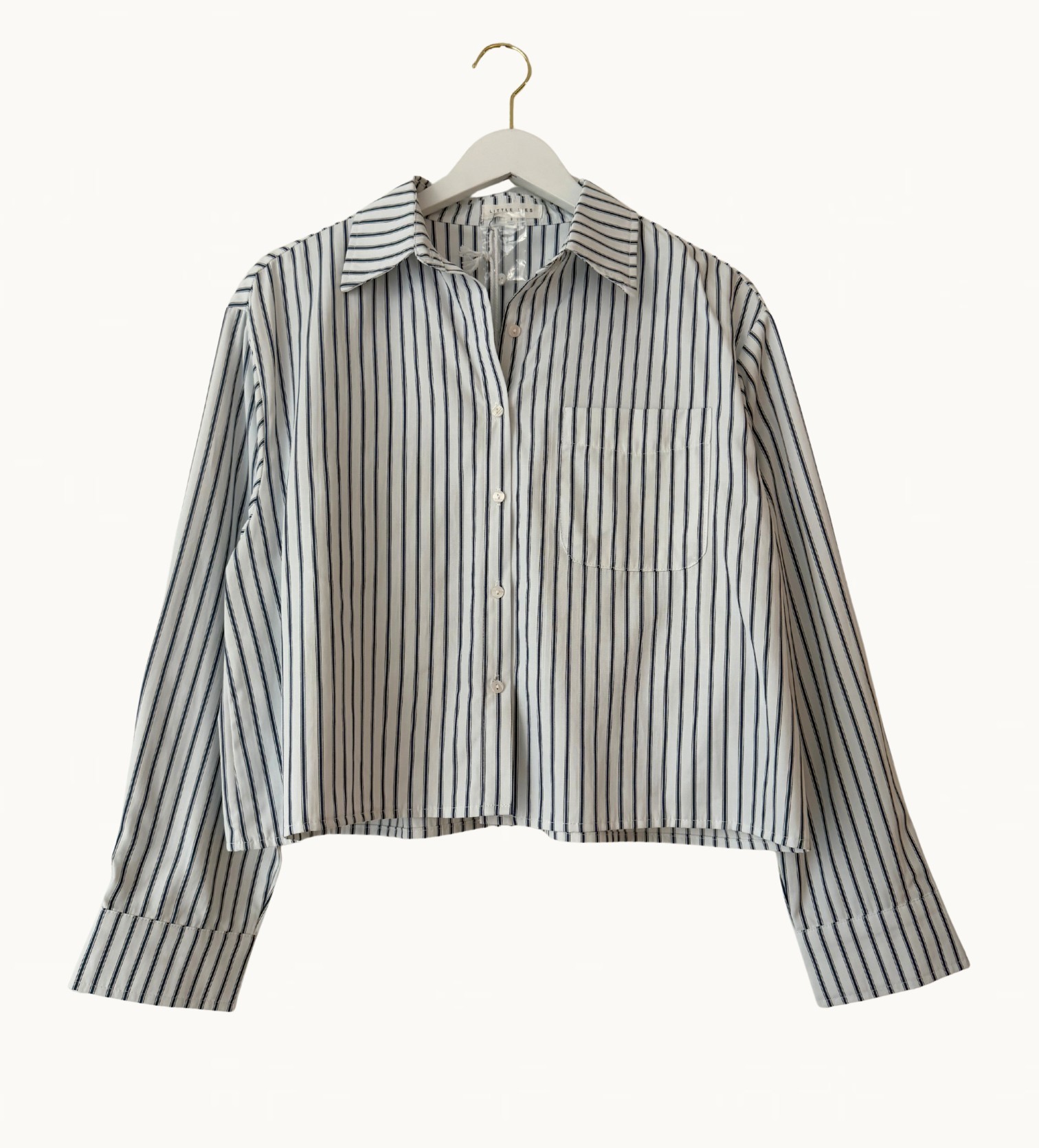 Little Lies Romee Stripe Shirt - White/Navy - Image 3