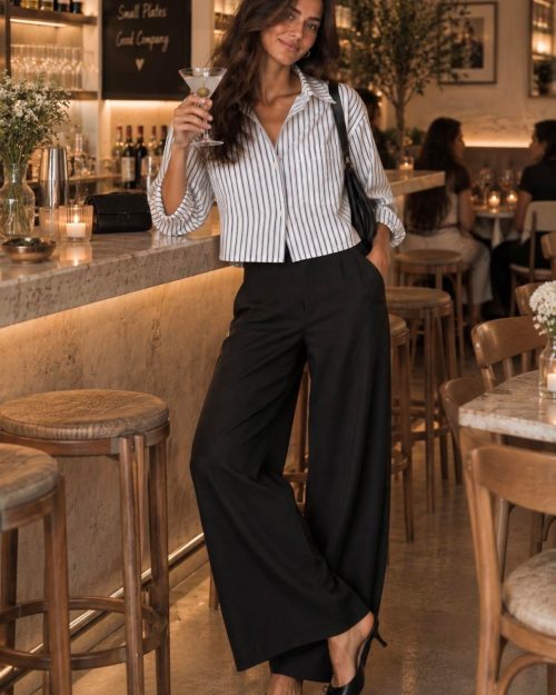 Little Lies Romee Stripe Shirt - White/Navy