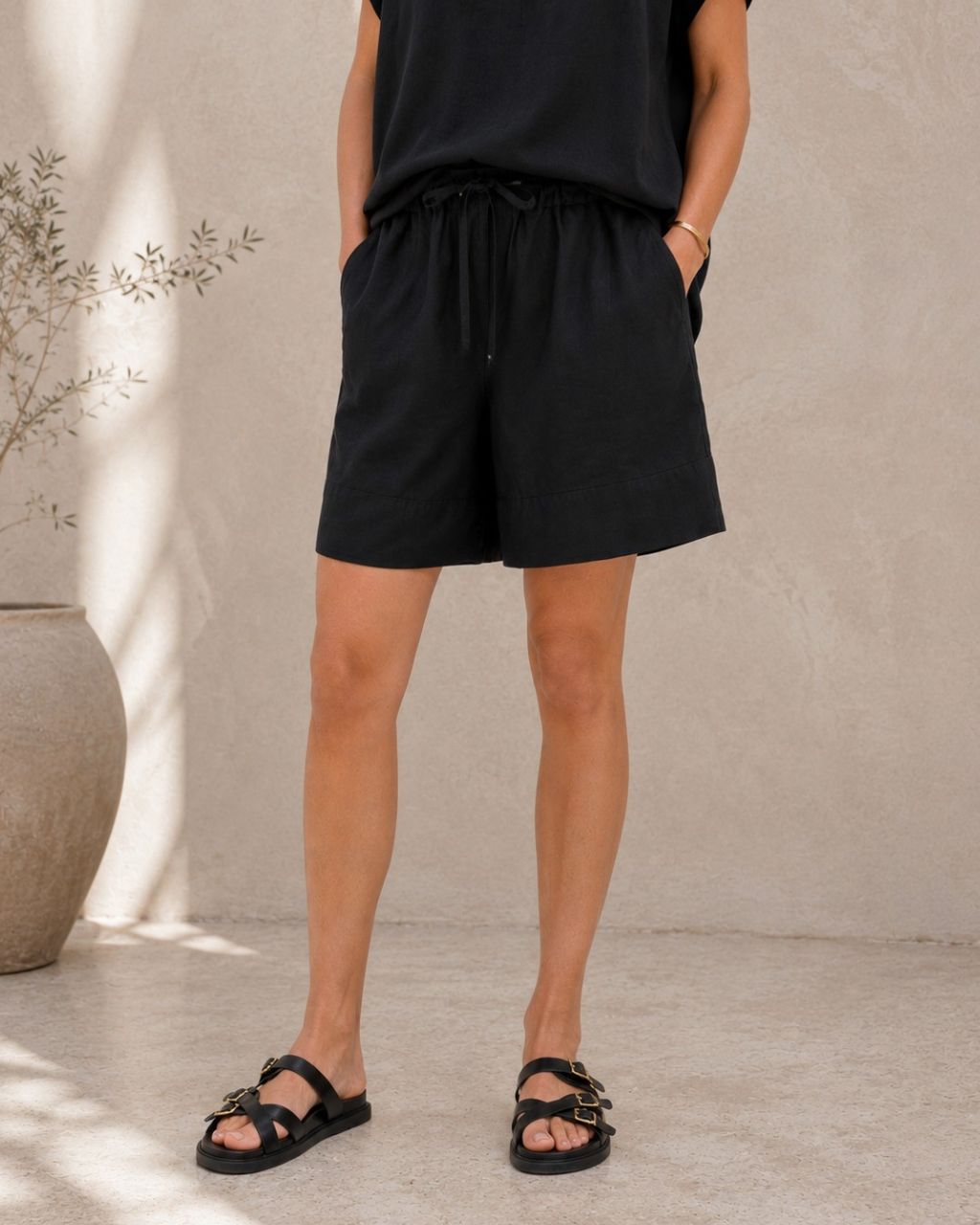 Carter Linen Blend Shorts - Black