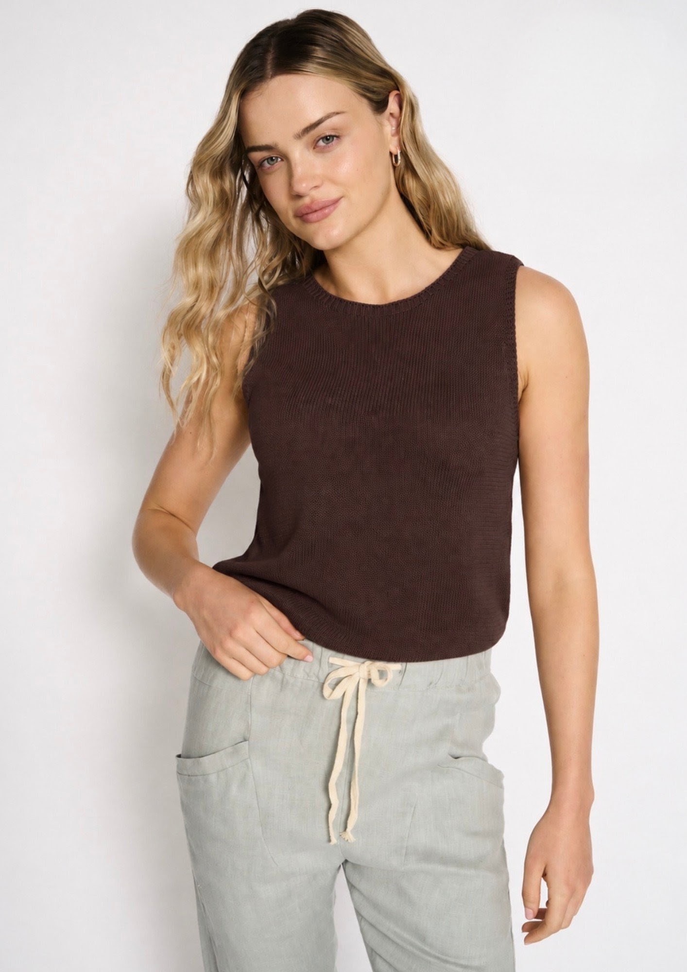 Little Lies Spring Tank - Chocolate