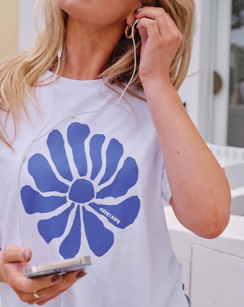 Stevie Slouchy Tee - White/Ceres Flora