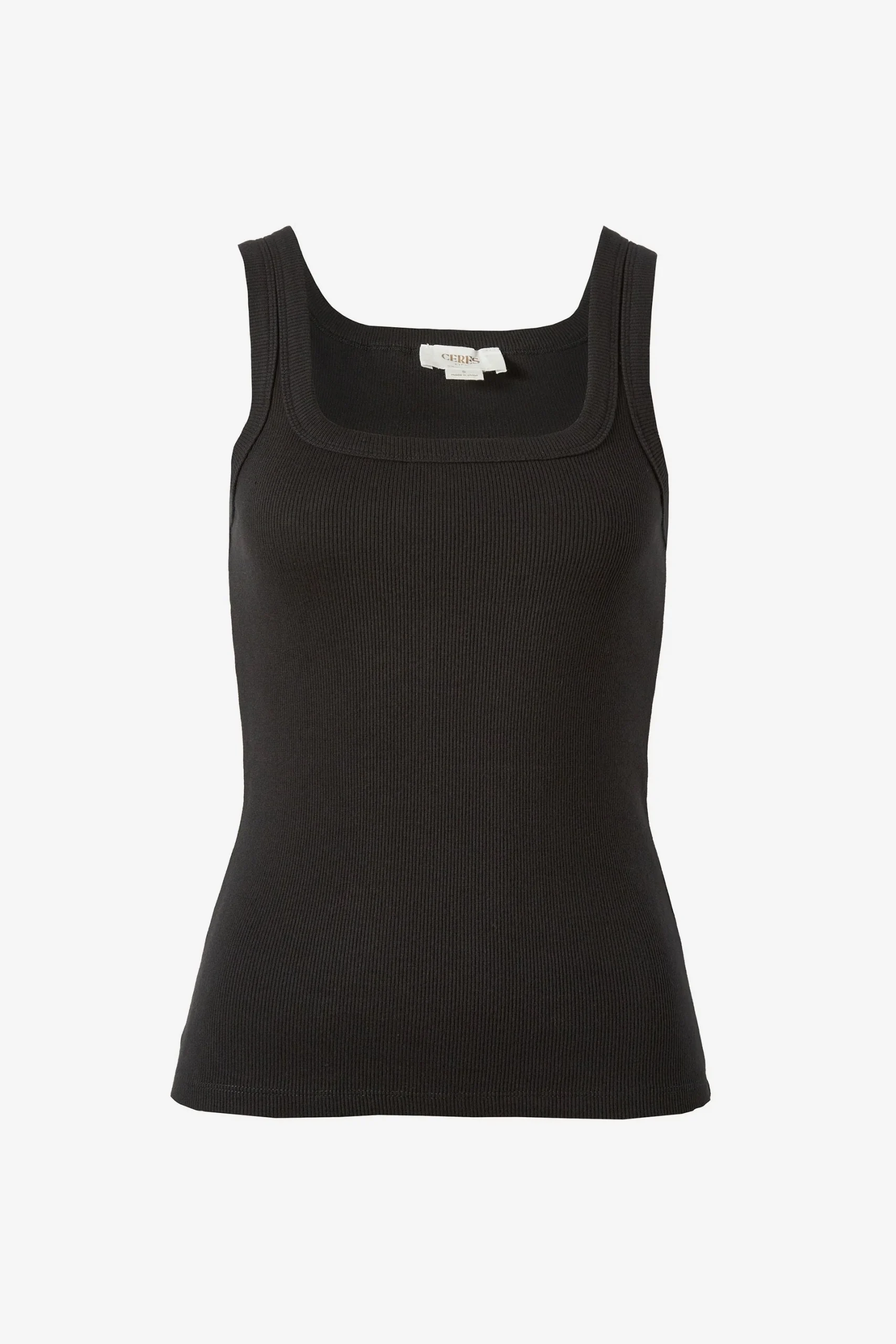 Zaeli Contour Rib Square Neck Tank - Black - Image 4