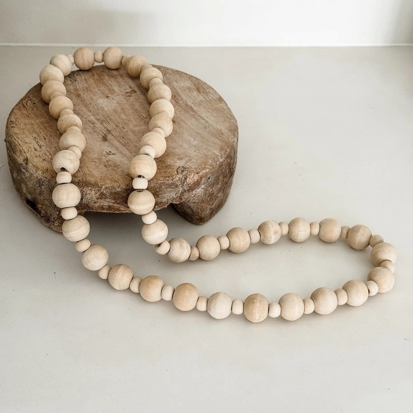 Natural Timber Bead Necklace