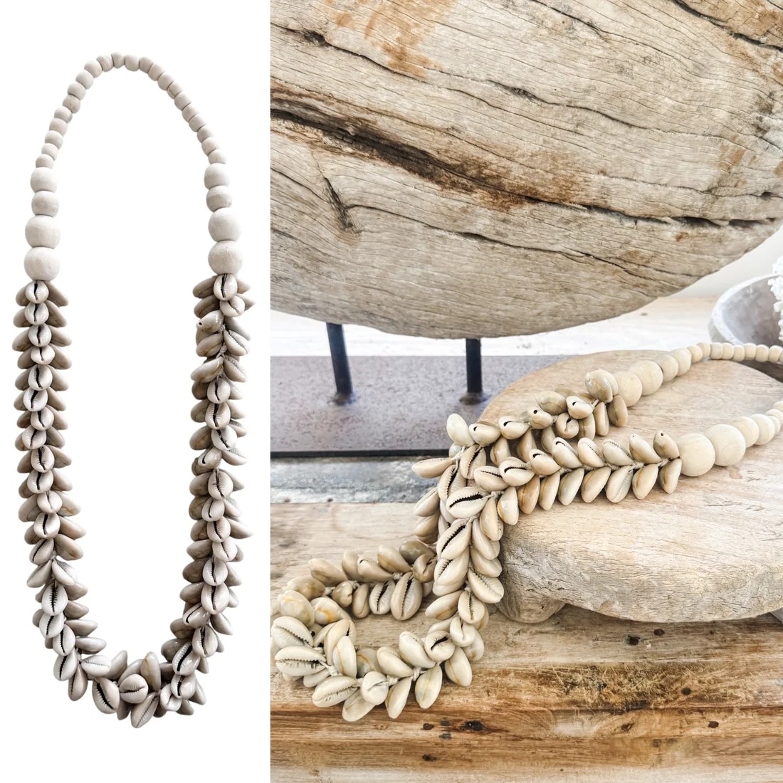 Cowrie Shell & Natural Bead Necklace