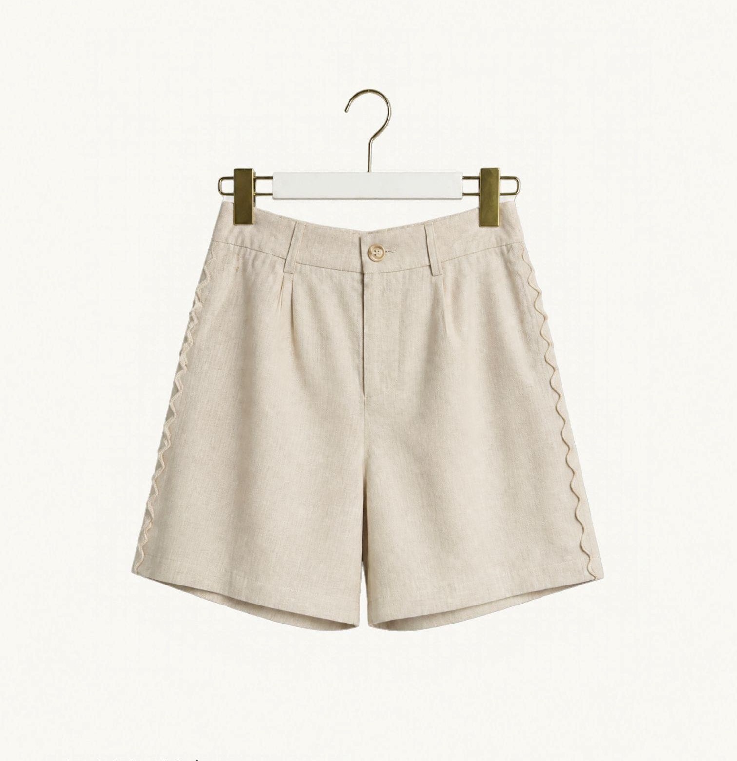 Little Lies Georgia Scallop Shorts - Natural - Image 2