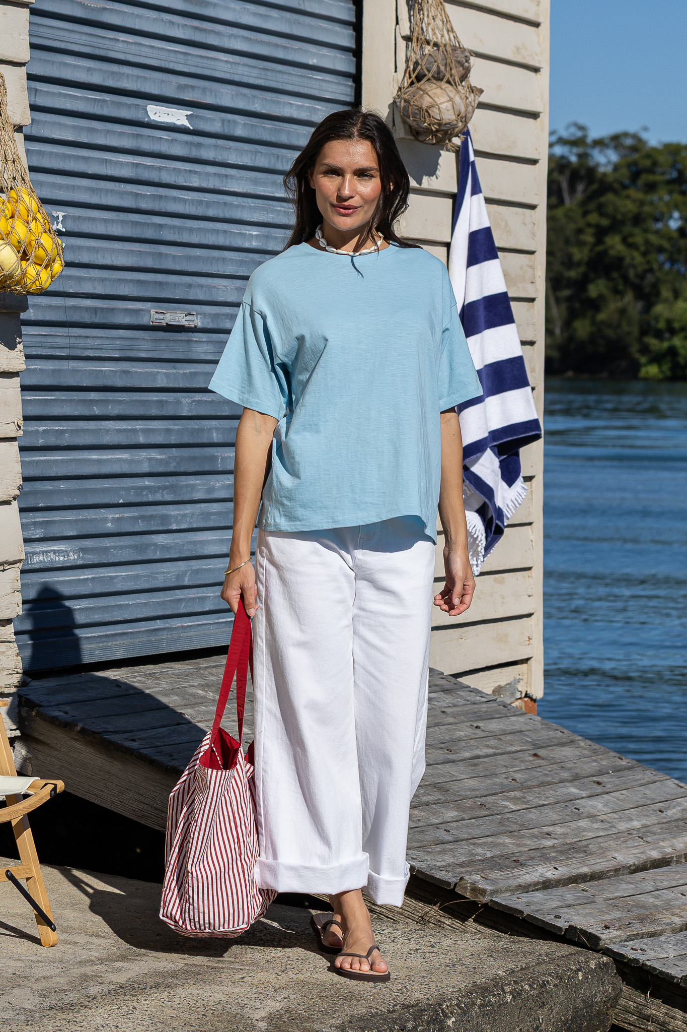 Flick Organic Cotton Tee - Powder Blue - Image 2