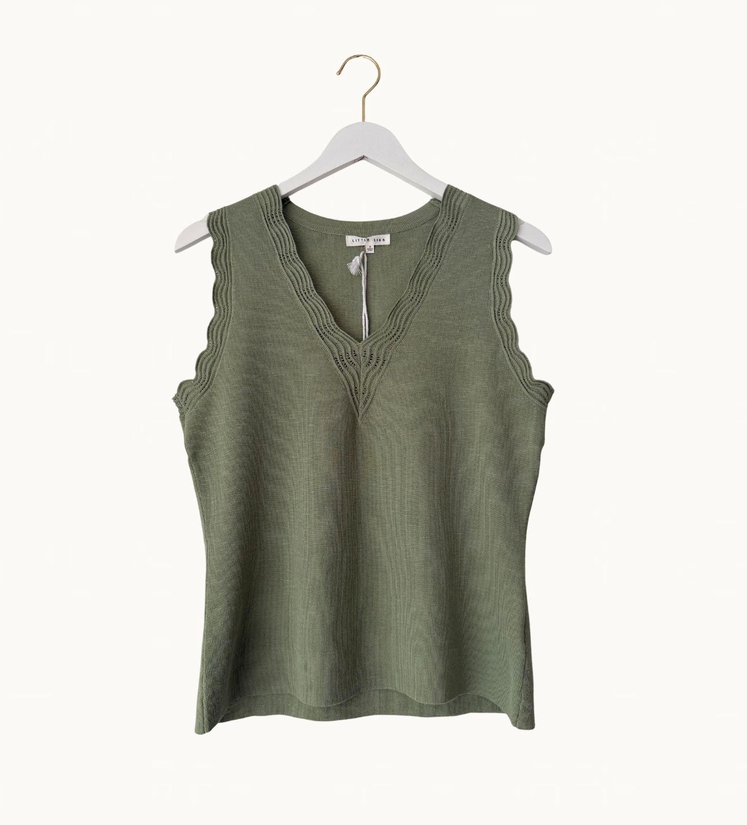Little Lies Leila Knitted Top - Sage - Image 2