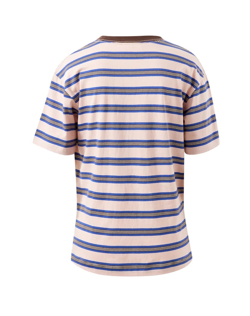 Stevie Slouchy Tee - Chalk Pink/Polo Blue/Chocolate Stripe - Image 4