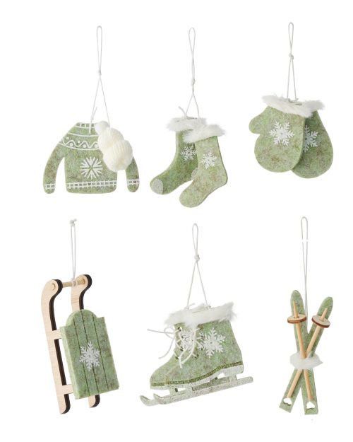 Xmas Ski Ornament Felt 6pck