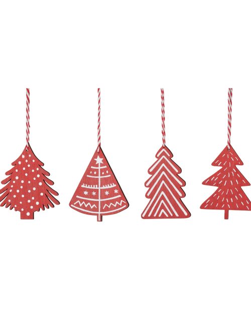 Xmas Tree Wood Hanger Red