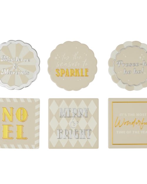 Xmas Merry Sparkle Ceramic Coaster 10cm