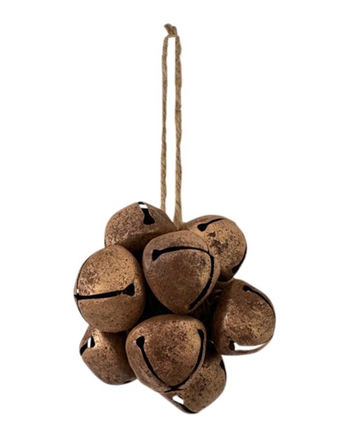Xmas Bell Cluster Metal Ornament Rust 8cm