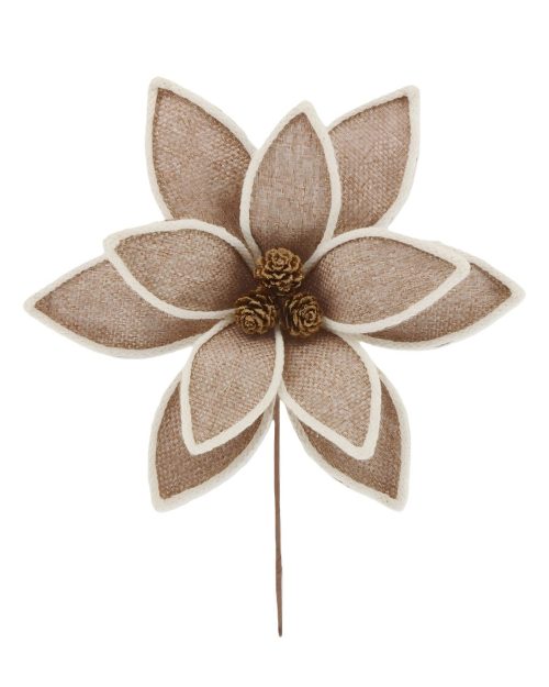 Xmas Poinsettia w/Trim Stem Fabric 30cm