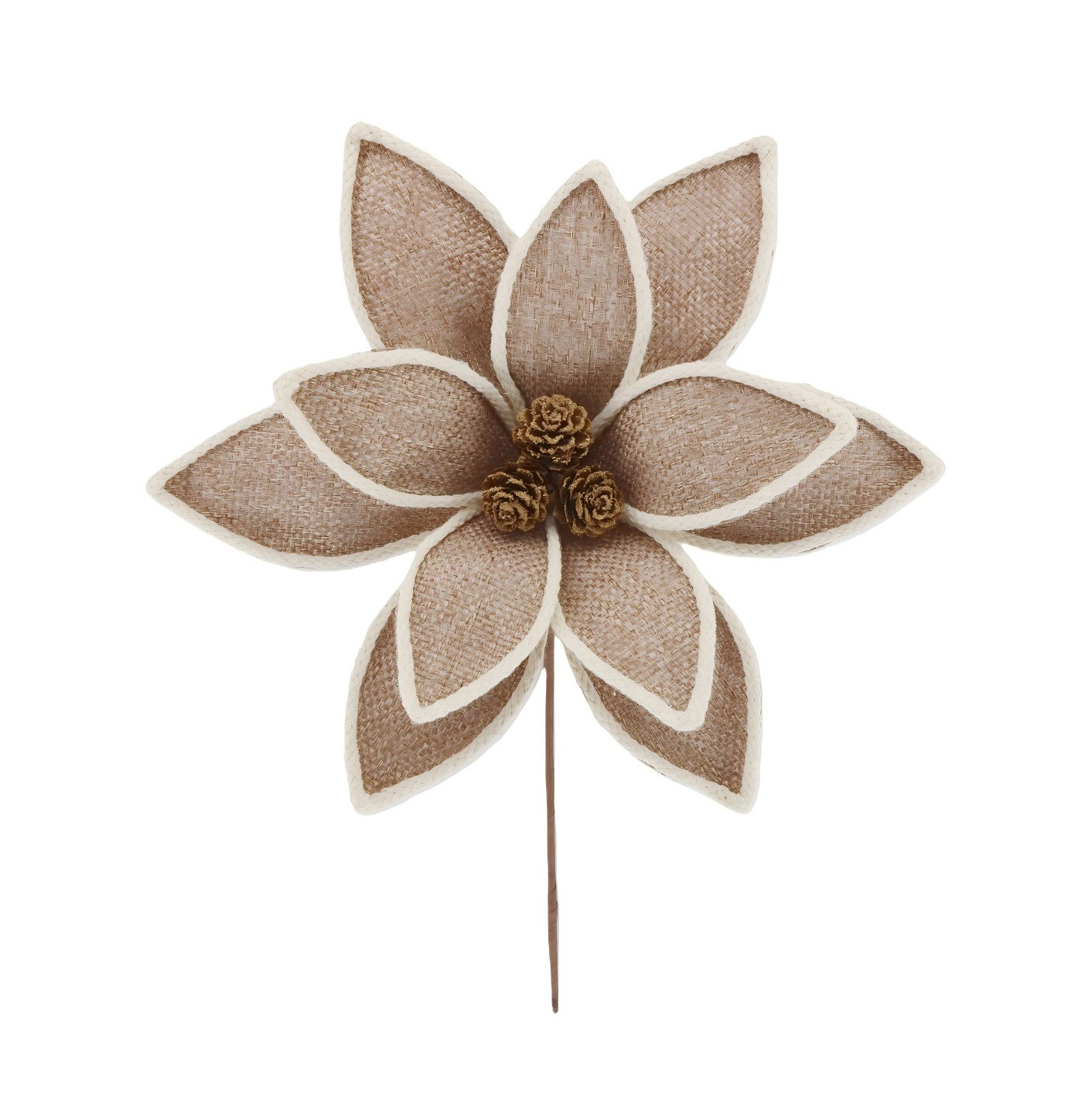 Xmas Poinsettia w/Trim Stem Fabric 30cm